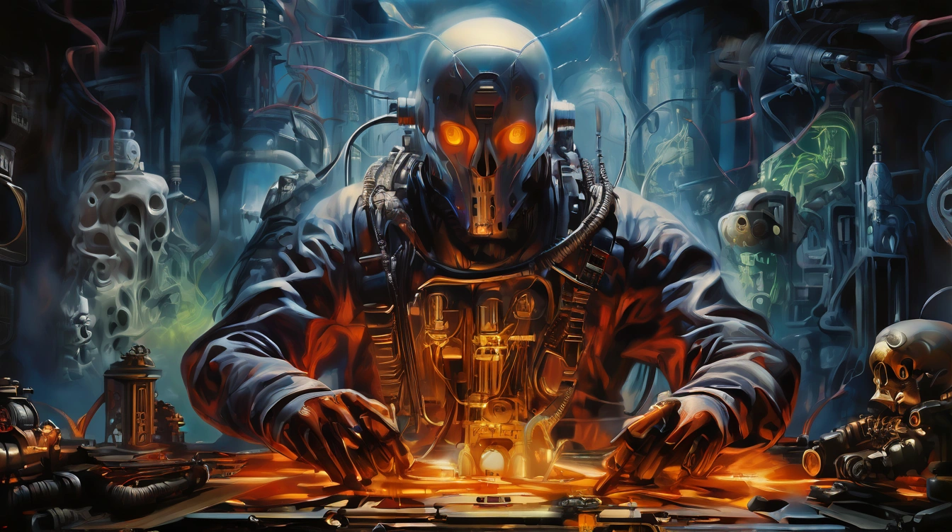 Cyborg-like creature representing a ghost in the machine.
