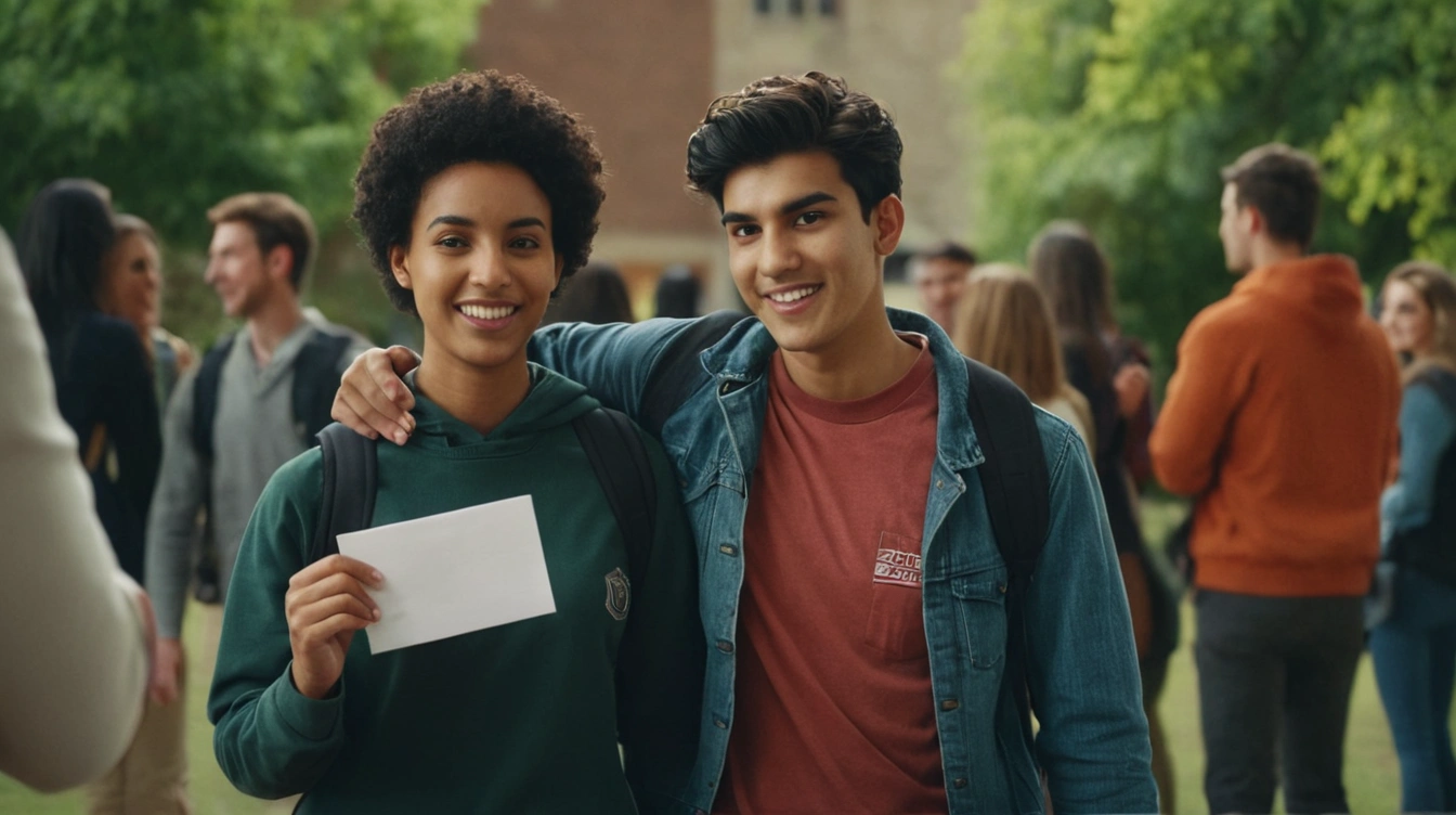 A student being approved in a university, college campus, celebration