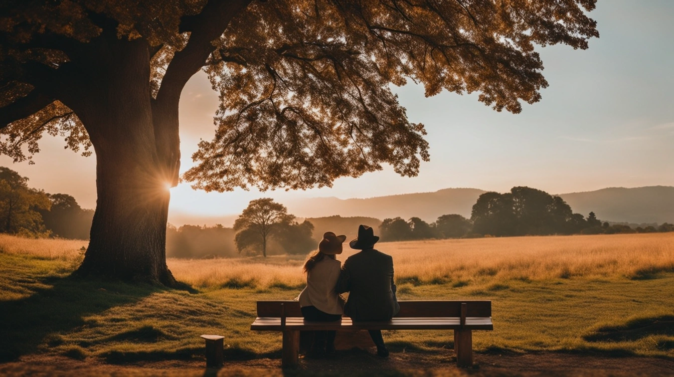 Two people witnessing the same sunset, maybe having different impressions. Understanding each other.