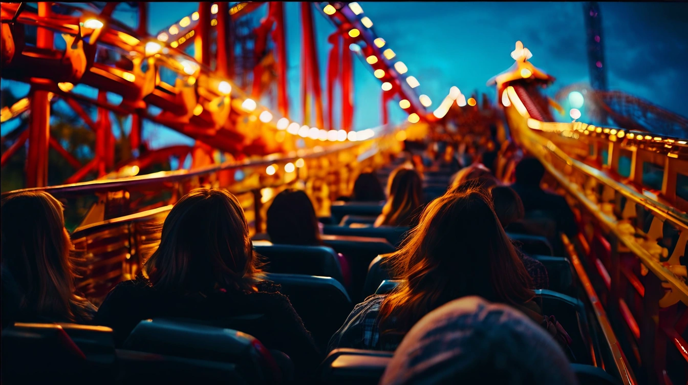Roller coaster during night time
